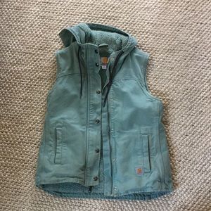 Teal hooded & lined vest